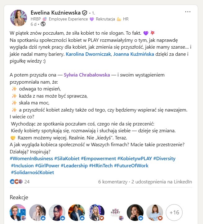 Najnowsza rekomendacja dla Sylwii Chrabałowskiej i Fundacji Moc Kobiet